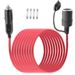 LANMINGLEL 14AWG C&acirc;ble rallonge pour prise allume cigare, 12V 24V C&acirc;ble d'extension allume cigare m&acirc;le &agrave; femelle avec lumi&egrave;re led et fusible 20A,pour pompe &agrave; pneus, compresseur d'air (3M) (ANMINGLE, neuf)