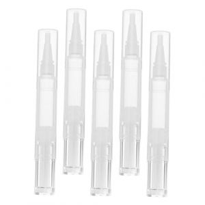 HONITANO 5 pi&egrave;ces Stylo Soin Ongles Transparent avec Pinceau Applicateur Rechargeable Distributeur Huile pour Cuticules et Gloss L&egrave;vres Stylo Vernis Vide Compact pour Manucure &agrave; Domicile (LUWELI, neuf)