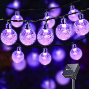 LQWELL&reg; Guirlandes lumineuses solaires &agrave; l'ext&eacute;rieur - 60 LED - 13 M - IP44-8 Modes - Pour Ext&Eacute;Rieur/Int&Eacute;Rieur - Pour Imperm&eacute;able Jardin, Terrasse, Balcon, Mariage, F&Ecirc;Te (13M 60LED Violet) (EUROPAPA, neuf)