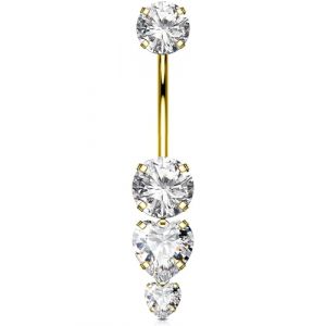 OUFER 14G C&oelig;ur Piercing Nombril Titane G23 Or Percing Au Nombril Filetage Interne Belly Bar 12 mm Pendentif Piercing Corporel CZ Clair Piercing Nombril pour Femme (Yisha Jewelry, neuf)