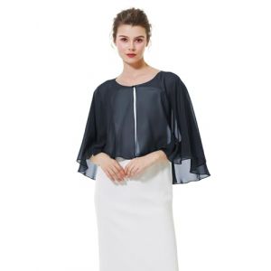 BEAUTELICATE Cape Boléro en Mousseline de Soie De Femme Châle Étole Elégant Transparent pour Mariage Soirée Cérémonie Femme Mariée Demoiselles d'honneur, Style Court - Navy Blue (BEAUTELICATE-FR, neuf)
