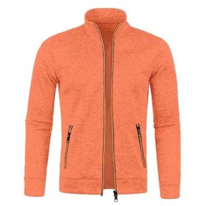 Sweat Homme sans Capuche Couleur Unie Sweat Zippé Homme Col Montant Veste Homme Sweatshirt Homme Cardigan Homme Hiver Sportswear Manteau Blouson Homme Mi Saison Pull Col Roulé Demi-Fermeture Éclair (yangmingmingamz, neuf)