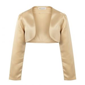 Bolerose Les Filles Satin Manches-Longues Bol&eacute;ro Enfants Enfants Bol&eacute;ro en Maille (Or, 3-4 Ans) (Sapphire Stitch, neuf)