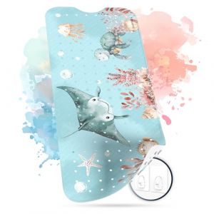 SilverRack Tapis de bain pour enfant antid&eacute;rapant [100x40cm] - Tapis de bain antid&eacute;rapant pour b&eacute;b&eacute; et enfants sans BPA - Tapis de bain pour enfant - pour b&eacute;b&eacute; et enfants - Raie monde sous-marin vert (TM eCommerce GmbH, neuf)