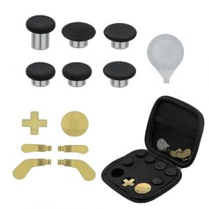 Mcbazel 13 en 1 Outils de Remplacement pour Contrôleur Xbox One Elite Series 2, 6 Thumbsticks, 4 Palettes, 2 D-pads avec Étui de Transport pour Manette Xbox Elite Series 2 L'or (InniSpec, neuf)