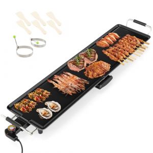 GOPLUS Plancha Électrique XXL 1800W, Thermostat Ajustable, Plancha Grille Table Antiadhésive & Lavable avec Poignée Rembourrée, Grande Capacité pour 8 Personnes (90x24CM) (Augenstern24, neuf)