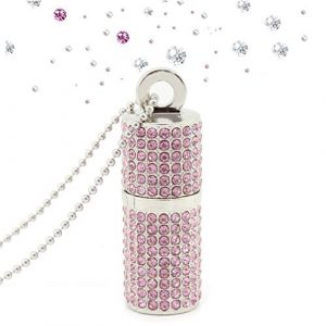 MySixKeen Nouveaut&eacute; Mignon Bijoux Forme De Rouge &Agrave; L&egrave;vres en Cristal 16 Go USB 2.0 Cl&eacute; USB Bling Strass Diamant Glitter Brillant Collier Pen Drive Thumb Drive Memory Stick (Rose) (YueZhiX, neuf)