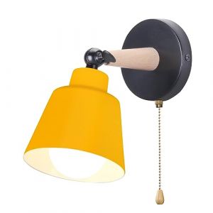 iDEGU Applique Murale Rétro Vintage E27 Luminaire Plafonnier Industriel en Bois et Métal Réglable Lampe Murale Interieur avec Interrupteur Applique Moderne pour Chambre Couloir Cuisine Salon (Jaune) (IDEGU, neuf)