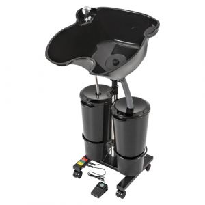 Bac à shampooing portable avec 2 seaux d'eau, lavabo mobile, double seau de grande capacité (20 l), hauteur réglable pour coiffeurs, salons de beauté, centres de bien-être (ANCHQUNM, neuf)