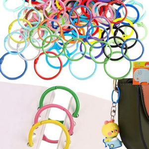 Anneaux de Livre Colorés,100pcs Anneaux de Reliure 30mm,Anneaux de Livre en Métal,Carte Anneau Binder Porte Clés,Anneaux Articulés Métalliques,Anneaux de Classeur Metallique,pour Cahier Scrapbooking (Poseidoneye, neuf)