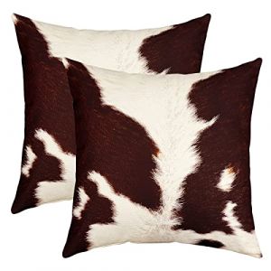Cuir Vache Taie D'Oreiller 50x50cm Cuir Vache Western Ferme Animaux Sauvages Ferme Animaux Housse Coussin Pour Maison Le Salon Taie Oreiller R&eacute;versible Blanc Brun Lot De 2 Housse De Coussin (Bofanshangmao, neuf)