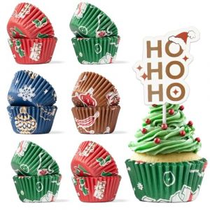 Bake Choice 400 pi&egrave;ces Mini Caissette Muffins Papier avec 12 Toppers,parfait pour les F&ecirc;tes de No&euml;l,les &eacute;v&eacute;nements Scolaires et la P&acirc;tisserie en Famille (BakeChoice, neuf)