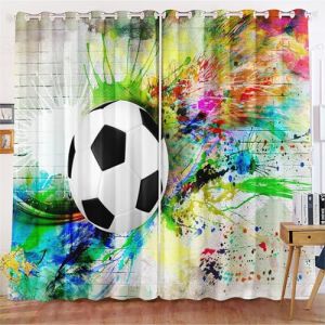 Fadaing Rideaux occultants pour gar&ccedil;ons - Sport - Football - Rideaux opaques - Rideau occultant - Pour chambre &agrave; coucher - Chambre d'enfant (280 x 245 cm (l x H) / 140 x 245 cm x 2,2) (DGSDSFEQ, neuf)
