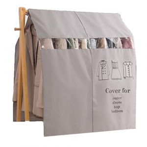 LUNAIZHUO Housse Vetement Penderie Ouverte, Housse Vetement en Polyester et Coton Respirant, Protection Anti Poussi&egrave;re pour Rangement avec Fen&ecirc;tre Transparente(Gray,150x120cm/59x47in) (LUNAIZHUO, neuf)