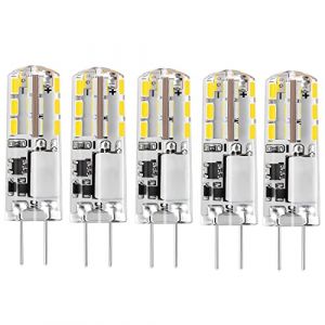 I-SHUNFA Lot de 5 ampoules LED G4 12 V Blanc lumi&egrave;re du jour 6000 K 1,24 W AC/DC 12 V Remplacement halog&egrave;ne 12-15W Culot G4 Bi-broches Type JC Ampoule &agrave; &eacute;conomie d'&eacute;nergie non variable (LEDSTAR, neuf)