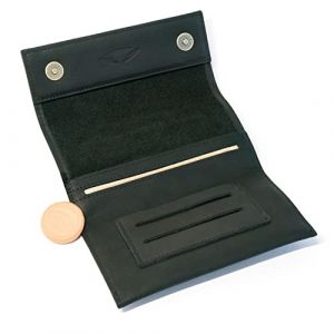 COMARI Premium Blague à Tabac Cuir - Boutons Magnétiques - Compartiment pour Doubles-Papiers & Filtres - Pochette Tabac à Rouler Faite Main (Noir) (comari, neuf)