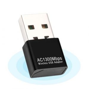 USB WiFi Dongle 1300 Mbps, adaptateur WiFi USB 802.11 AC double bande 5 GHz/2,4 GHz rapide USB 3.0 gain élevé 5 dBi avec double antenne adaptateur réseau pour ordinateur de bureau portable prend en (Linyixiaonariyongpinyouxiangongsi, neuf)