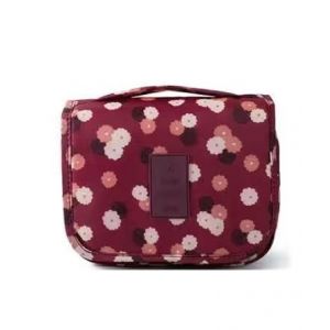 Trousse De Toilette Originale Femme Le-Globe-Trotteur Fleurs Bordeaux Pliable Imperméable Avec Poignée De Transport Pour Produits Beauté Et Douche (Fleurs Bordeaux) (PJSshop, neuf)