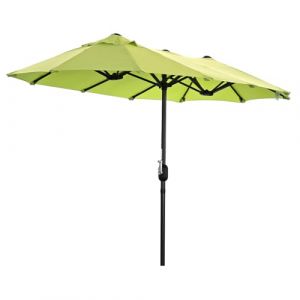 Angel Living Parasol Double avec Manivelle, Avec Traitement Hydrofuge et Protection UV 50+, pour Jardin Balcon Terrasse Extérieur Piscine Plage Sans Socle (Vert pomme, 2.97 x 1.53M) (SOLOHI Outdoor, neuf)