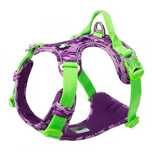 Harnais pour Chien en Nylon Souple Réfléchissant Réglable sans Traction pour Petit Grand Animal de Compagnie TLH5653(XL, Camouflage Violet) (Truelove Pet Garment and Shoes Co.Ltd., neuf)