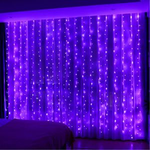 HXWEIYE Guirlande Lumineuse Violet, Rideau Lumineux 300 LED 3m*3m，8 Modes d'Eclairage USB T&eacute;l&eacute;commande Guirlande Lumineuse avec Minuterie pour Salle, Fen&ecirc;tre, Mariage, F&ecirc;te, No&euml;l (HXWEIYE-OZ, neuf)