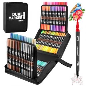 Feutre Coloriage, 100 Stylos Colorier Double Pointe Aquarelle pour Adulte Enfant, Pinceaux Marqueurs pour Coloriage, Dessin, Création Artistique (Shunny Store, neuf)