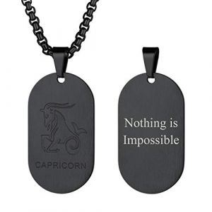 Custom4U Collier Personnalisé Prénom Plaque Signe Astrologique Capricorne Homme Pendentif Zodiaque (Custom4U Store, neuf)