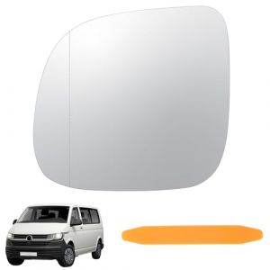 DXiongW Verre de R&eacute;troviseur Remplacement pour VW T5 2010-2015 T6 2016-2012 Transporter Caravelle Multivan Amarok Gauche Glace de R&eacute;troviseur Ext&eacute;rieur Chauffant Asph&eacute;rique Miroir de Voiture Gauche (ZHUOMAO, neuf)