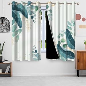 Uiiooazy Rideaux Eucalyptus Vert, Rideaux Occultants Plante D Impression Motif Rideaux Thermiques Isolants Anti Froid Rideau Occultants À Oeillets pour Chambre Cuisine Fenêtre, Lot de 2, 140x225cm (dongguibinjingpinxiaodianpu, neuf)