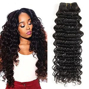Deep Wave Bundles Human Hair Meche Bresilienne Tissage Cheveux Naturels Bouclés Longue Tissage Bouclé Naturel Meche Bresilien En Lot Couleur Noire Naturelle 100g 22 Pouce (beiyuan hair product, neuf)