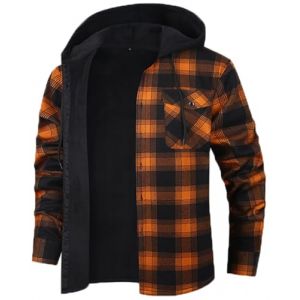 Iris Sprite Chemise &agrave; Carreaux pour Hommes avec Poches Chemise &agrave; Carreaux d&eacute;contract&eacute;e Veste &agrave; Carreaux &agrave; Capuche pour Hommes (Jaune, M) (Iris Sprite, neuf)