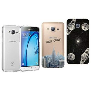 NOVAGO Compatible avec Samsung J3 2016 (J320) Coque Souple Transparente et R&eacute;sistante Anti Choc avec Impression de Qualit&eacute; (3 Coques, Multicolore 1) (NOVAGO-Vendeur PRO fran&ccedil;ais, neuf)