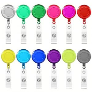 12 Pi&egrave;ces Porte-Bobine de Badges avec Yoyo, Porte Badge Enrouleur, Multicolore Enrouleur Badge Retractable pour Carte d'Etudiants Cartes d'Identit&eacute; Carte de Visite Infirmi&egrave;re Enfant Employ&eacute; Enseignant (RAVENB, neuf)