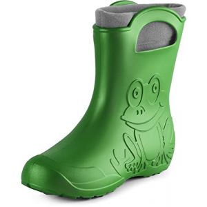 Ladeheid Bottes de pluie femme légères imperméables en mousse EVA avec doublure chaude motif grenouille semelle antidérapante poignées faciles à enfiler LA-CA-12 (Vert Émeraude, 40/41 EU) (Hisert, neuf)