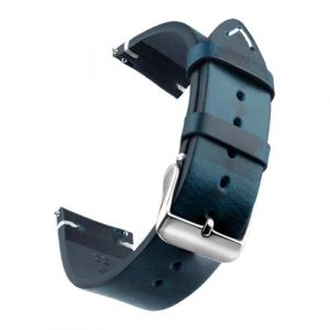 Bracelet de montre en cuir v&eacute;ritable cir&eacute; &agrave; l'huile, 18-24 mm, &agrave; d&eacute;gagement rapide, compatible avec Samsung/Seiko/Oris/Citizen(Blue Silver,21mm) (DIEGEROUJIAMO-EU, neuf)