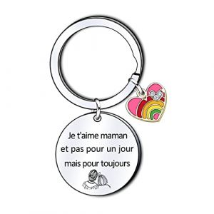 GUOYU Porte-cl&eacute;s Maman, Cadeau Famille, Argent, Acier Inoxydable, R&eacute;sistant &agrave; la Rayure, Inoxydable, Sac Cadeau Noir, 18g, 2.5-3 cm, Classique, Famille, M&egrave;re, Relation Fille-M&egrave;re, Femme, Uni (GUOYU SHOP, neuf)