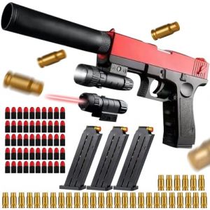 Pistolet &agrave; mousse Blaster, Foam Blasters, pistolet jouet r&eacute;aliste, pistolet jouet avec silencieux, jouet avec &eacute;jection de coque Magazine Shell,Mod&egrave;le de pistolet pour 14 cadeaux pour enfants (rouge) (JINBEISHANGMAO, neuf)