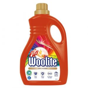 Lip Woolite Lessive Lave-linge vêtements colorés 25 lavages, 1 flacon de 1500 ml de détergent machine à laver liquide vêtements colorés avec kératine (ROKI SHOP, neuf)