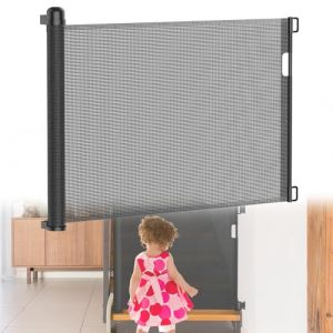 HENGMEI Barrière de sécurité pour Porte d'escalier Extensible de 0 à 150 cm, barrière pour Chien, Porte rétractable et barrière d'escalier pour bébés et Animaux domestiques (Noir, 150 cm) (HENGMEI, neuf)