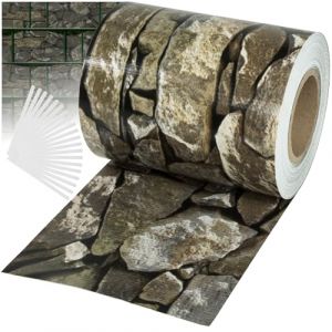 TecTake&reg; Brise Vue Jardin en PVC pour Grillage et Cloture, Brise Vue Paravent Exterieur Pare Soleil Protection UV Occultant Grillage Rigide Pare Vent Jardin - Rouleau 35 m x 19 cm - Motif Pierre (TECTAKE FRANCE SAS, neuf)