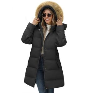 Yuson Girl Manteau Femme Hiver Chaud Veste &agrave; Capuche Long Polaire Chic Doudoune Parka Manche Longue Elegant Blouson Avec Fourrure Capuche &Eacute;pais Rembourr&eacute; Manteaux avec Poches en Zipp&eacute;(Noir, XL) (YusonGirl, neuf)
