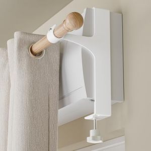 Lot de 2 Supports Tringle &agrave; Rideaux sans Per&ccedil;age &ndash; Fixation pour Coffre de Volet Roulant, Support M&eacute;tallique Universel pour Tringle &agrave; Rideaux, Installation Facile sans Outils (Hank Storage, neuf)