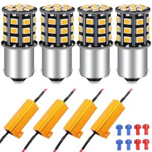 Defvnsy Ampoule LED PY21W 1056 BAU15S, Jaune 12V-24V Pas Polarité 7507 12496 5009 Ampoules Clignotant, Ampoule Voiture pour Feu Arrière, Clignotant Latéral avec Charge de Résistance (Defvnsy-EU, neuf)