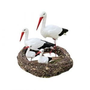 Figurine décorative nid de Cigogne 4 cigognes H: 88cm de Jardin décoration extérieure (ArgoDecor, neuf)