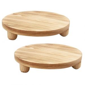 Pylorixz 2 PCS Planche de Socle Rond Riser Planche de Pr&eacute;sentation en Bois Planche de Socle Pot Fleuri Support &Eacute;l&eacute;vateur Couleur Bois Environ 25x25x5cm pour Une Pr&eacute;sentation Int&eacute;rieure et Ext&eacute;rieure. (ZMT CHIEK LIMITED, neuf)
