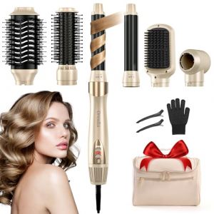 Brosse Soufflante 6 en1 Air Styler, 11 000 tr/min C&eacute;ramique Enduit Airbrush Brosse Coiffante Chauffante Ions N&eacute;gatifs pour Seche Cheveux, Lisser, Ondul&eacute;, Volumisante, Avec Sac de Voyage (MODERN MARKET ROMANIA S.R.L., neuf)