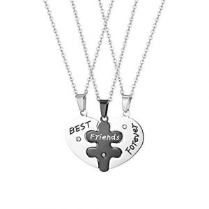 Cupimatch Acier Inoxydable Collier Personnalisable Pendentif d'amiti&eacute; Grav&eacute;&ldquo;Best Friends Forever&rdquo;Bijoux C&oelig;ur Puzzle pour Homme et Femme - Cartes de Voeux Gratuites et Coffret Cadeau (Cupimatch Jewellery, neuf)