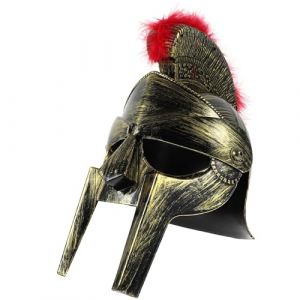 JOINPAYA Casque de Soldat Romain Adulte en Plastique Rouge Crête Casque de Soldat Cosplay Léger et Portable Accessoire Costume Romain pour Carnaval et Halloween (Leasndao, neuf)