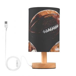 Mnsruu Lampe de chevet en forme de ballon de rugby noir lampe de chevet LED lampe de bureau abat-jour en tissu petite lampe pour chambre &agrave; coucher salon (ampoule incluse) (UHONEY, neuf)
