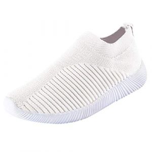 G&eacute;n&eacute;rique Basket sans Lacet Femme Confortable Basket Running Chaussures de Sport en Plein pour Femmes sans Lacet sur des Semelles Confortables Chaussures de Sport Outdoor Sneakers Femme (White,35) (SOFPL2, neuf)